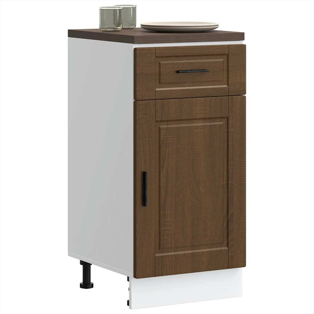 Kitchen Base Cabinet "Porto" Engineered Wood Brown Oak 1x bottom cabinet (1 door 1 drawer) 40 cm wide 81.5 cm high