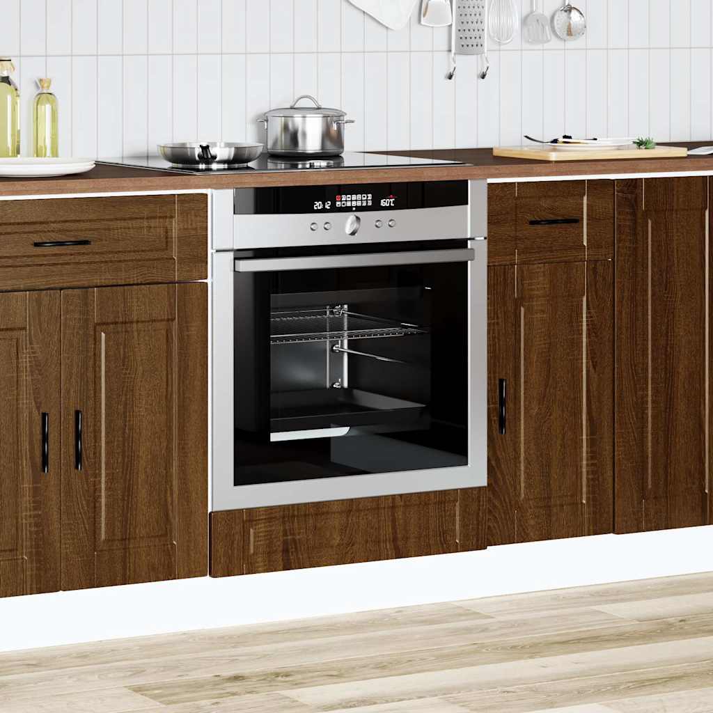 Kitchen Base Cabinet "Porto" Engineered Wood Brown Oak 1x oven cabinet 60 cm wide 81.5 cm high