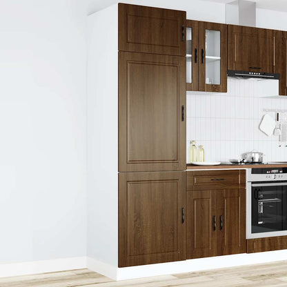 Kitchen Base Cabinet "Porto" Engineered Wood Brown Oak 1x cupboard 60 cm wide 207 cm high