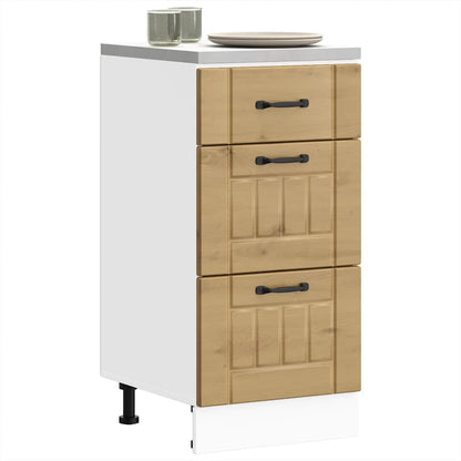 Kitchen Base Cabinet "Lucca" Engineered Wood Artisan Oak 1x bottom cabinet (3 drawers) 40 cm wide 81.5 cm high