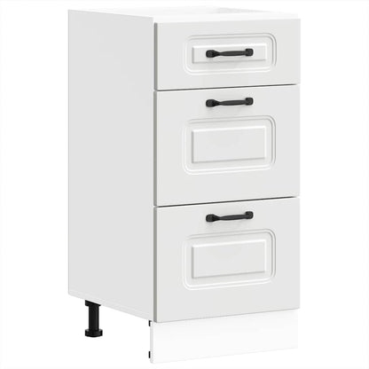 Kitchen Base Cabinet "Kalmar" Engineered Wood White 1x bottom cabinet (3 drawers) 40 cm wide 81.5 cm high