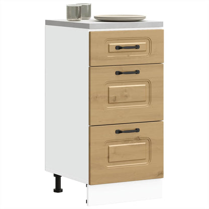 Kitchen Base Cabinet "Kalmar" Engineered Wood Artisan Oak 1x bottom cabinet (3 drawers) 40 cm wide 81.5 cm high