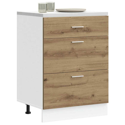 Kitchen Base Cabinet "Lyon" Engineered Wood Artisan Oak 1x bottom cabinet (3 drawers) 60 cm