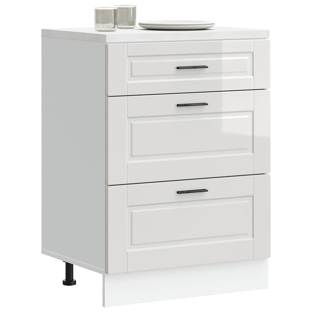 vidaXL Kitchen Base Cabinet "Porto" Engineered Wood High Gloss White