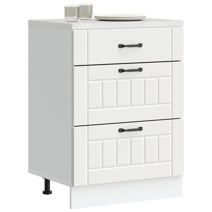 Kitchen Base Cabinet "Lucca" Engineered Wood White 1x bottom cabinet (3 drawers) 60 cm wide 81.5 cm high