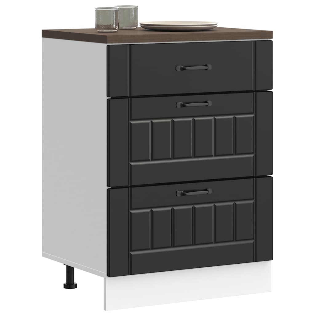 vidaXL Kitchen Base Cabinet "Lucca" Engineered Wood Black