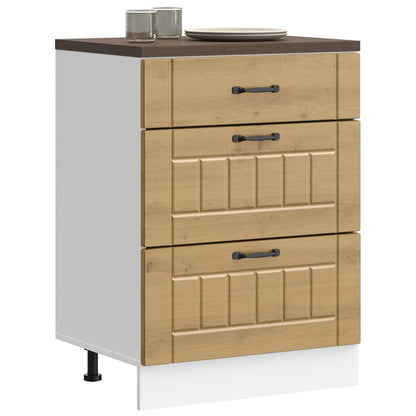 Kitchen Base Cabinet "Lucca" Engineered Wood Artisan Oak 1x bottom cabinet (3 drawers) 60 cm wide 81.5 cm high