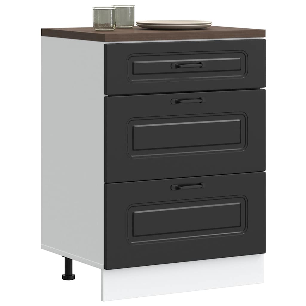 vidaXL Kitchen Base Cabinet "Kalmar" Engineered Wood Black