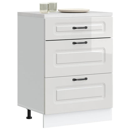vidaXL Kitchen Base Cabinet "Kalmar" Engineered Wood High Gloss White