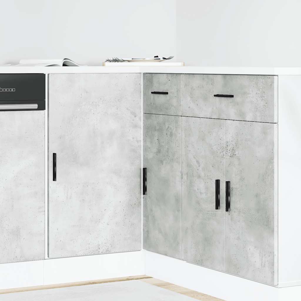 Kitchen Base Cabinet "Lyon" Engineered Wood Concrete Grey 1x corner bottom cabinet (1 door) 86 cm