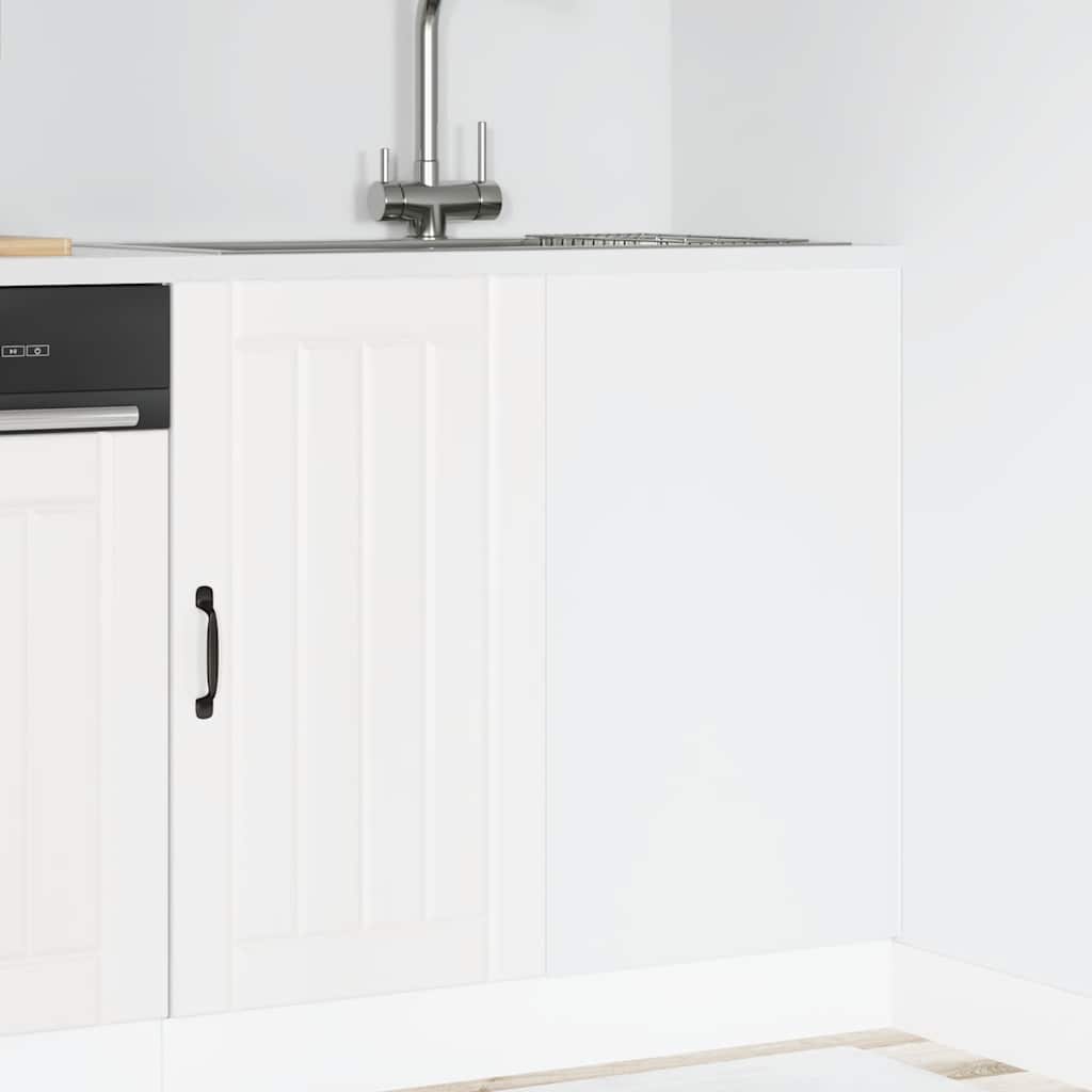 Kitchen Base Cabinet "Lucca" Engineered Wood White 1x corner bottom cabinet (1 door) 86 cm wide 81.5 cm high