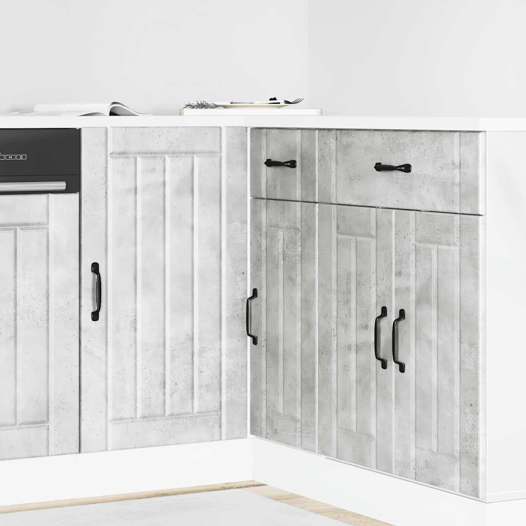 Kitchen Base Cabinet "Lucca" Engineered Wood Concrete Grey 1x corner bottom cabinet (1 door) 86 cm wide 81.5 cm high