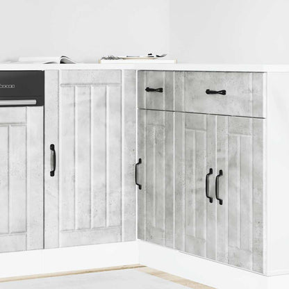 Kitchen Base Cabinet "Lucca" Engineered Wood Concrete Grey 1x corner bottom cabinet (1 door) 86 cm wide 81.5 cm high
