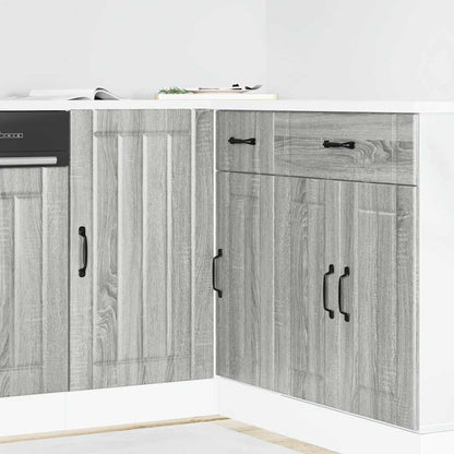 Kitchen Base Cabinet "Lucca" Engineered Wood Grey Sonoma 1x corner bottom cabinet (1 door) 86 cm wide 81.5 cm high