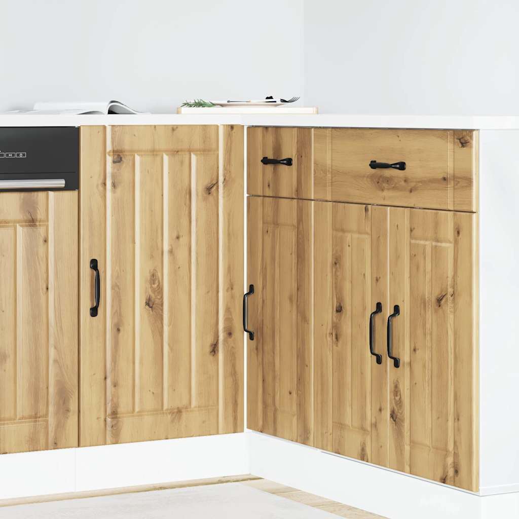 Kitchen Base Cabinet "Lucca" Engineered Wood Artisan Oak 1x corner bottom cabinet (1 door) 86 cm wide 81.5 cm high