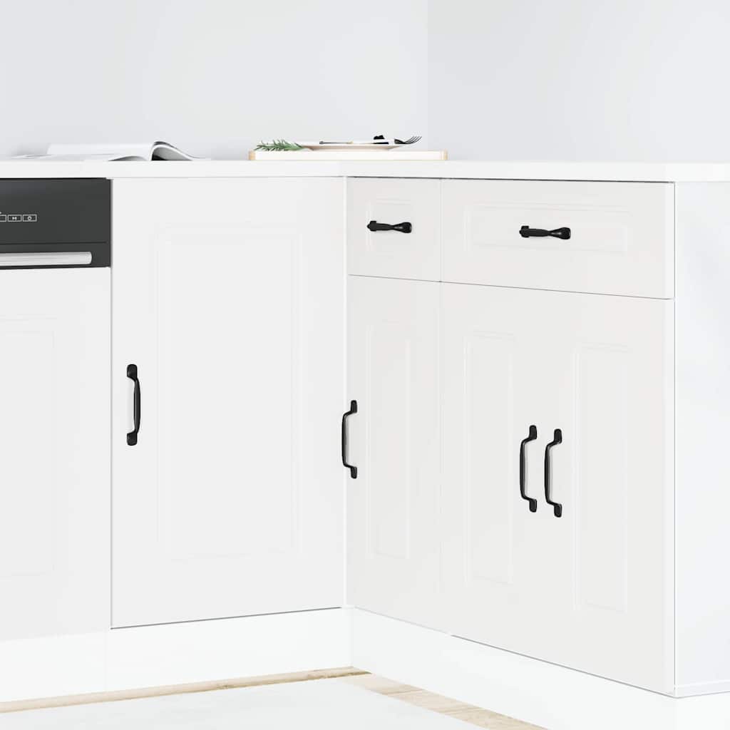 Kitchen Base Cabinet "Kalmar" Engineered Wood White 1x corner bottom cabinet (1 door) 86 cm wide 81.5 cm high