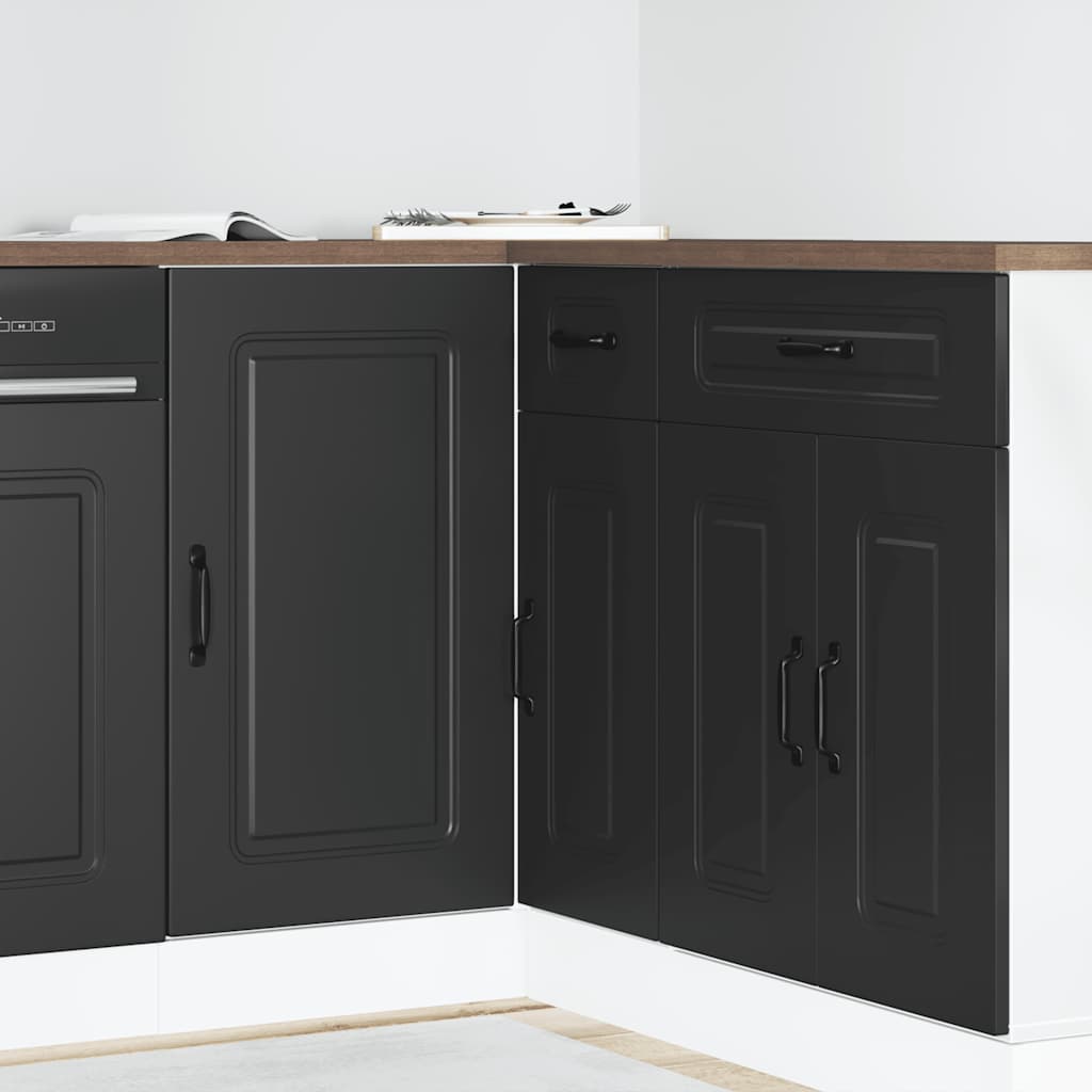 vidaXL Kitchen Base Cabinet "Kalmar" Engineered Wood Black