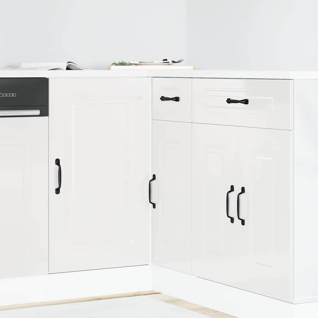 vidaXL Kitchen Base Cabinet "Kalmar" Engineered Wood High Gloss White