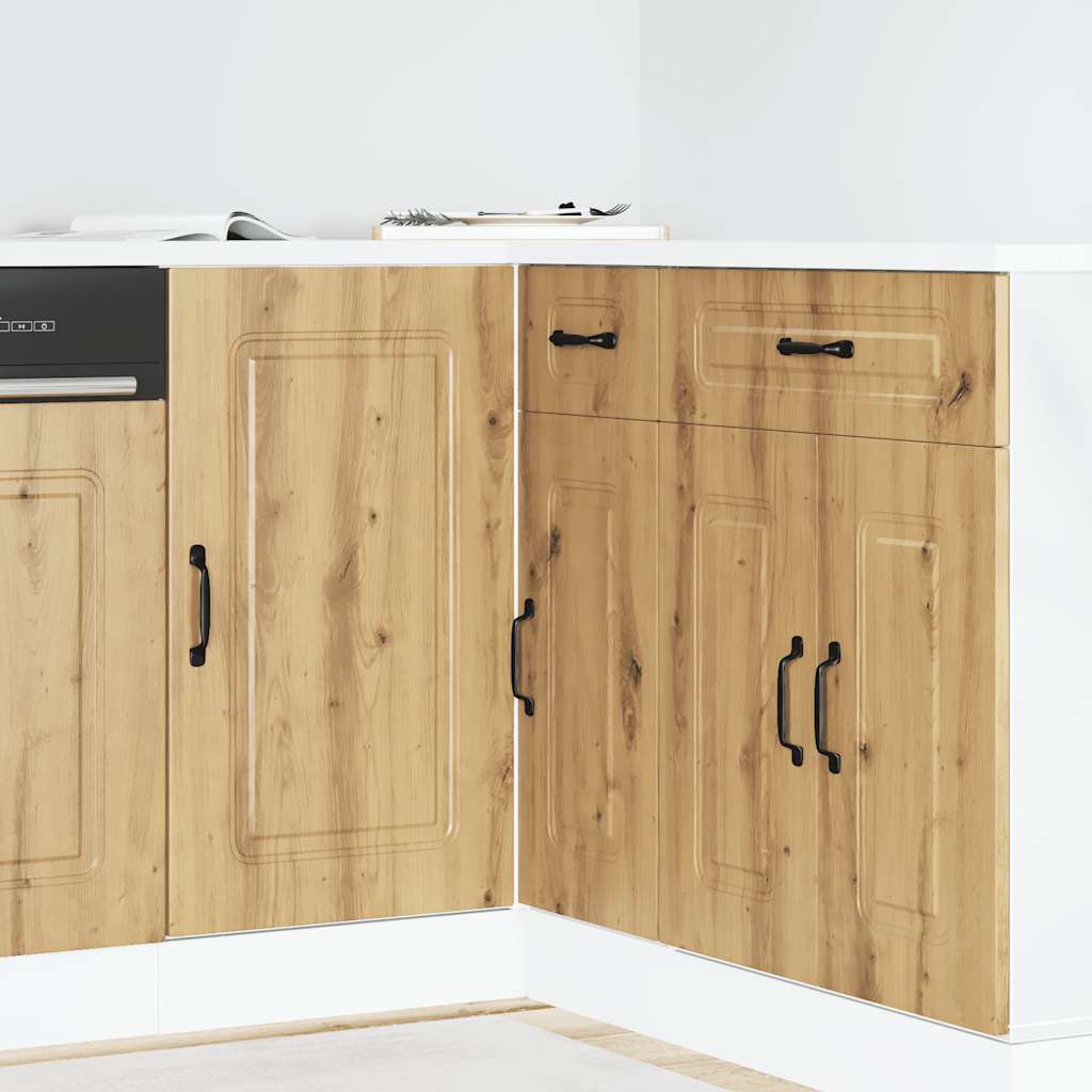 Kitchen Base Cabinet "Kalmar" Engineered Wood Artisan Oak 1x corner bottom cabinet (1 door) 86 cm wide 81.5 cm high