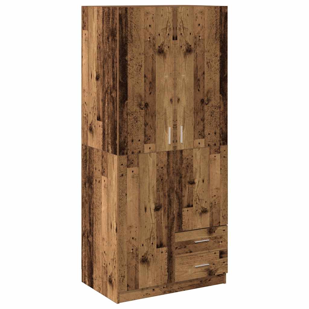 vidaXL Wardrobe Old Wood 80x52x180 cm Engineered Wood 2