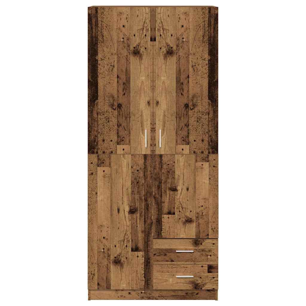 vidaXL Wardrobe Old Wood 80x52x180 cm Engineered Wood 4