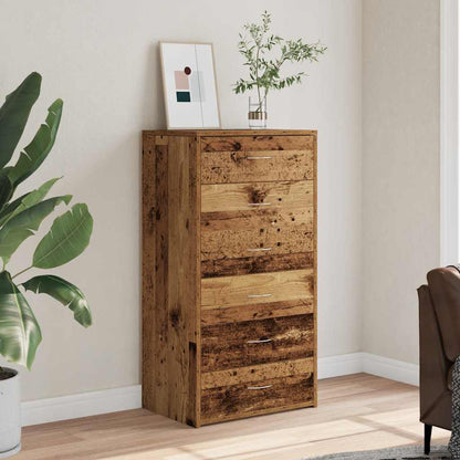 Sideboard with 6 Drawers 50x34x96 cm Engineered Wood Old wood