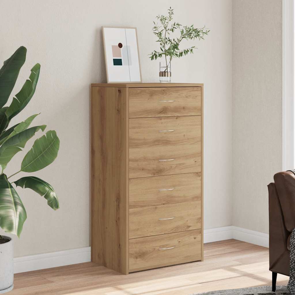 Sideboard with 6 Drawers 50x34x96 cm Engineered Wood Artisan oak