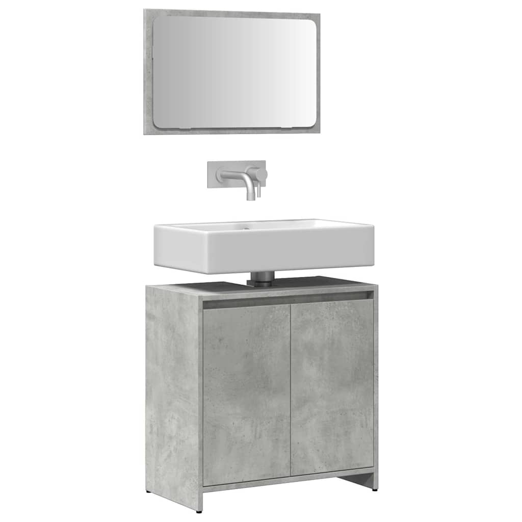 2 Piece Bathroom Furniture Set Engineered Wood Concrete grey