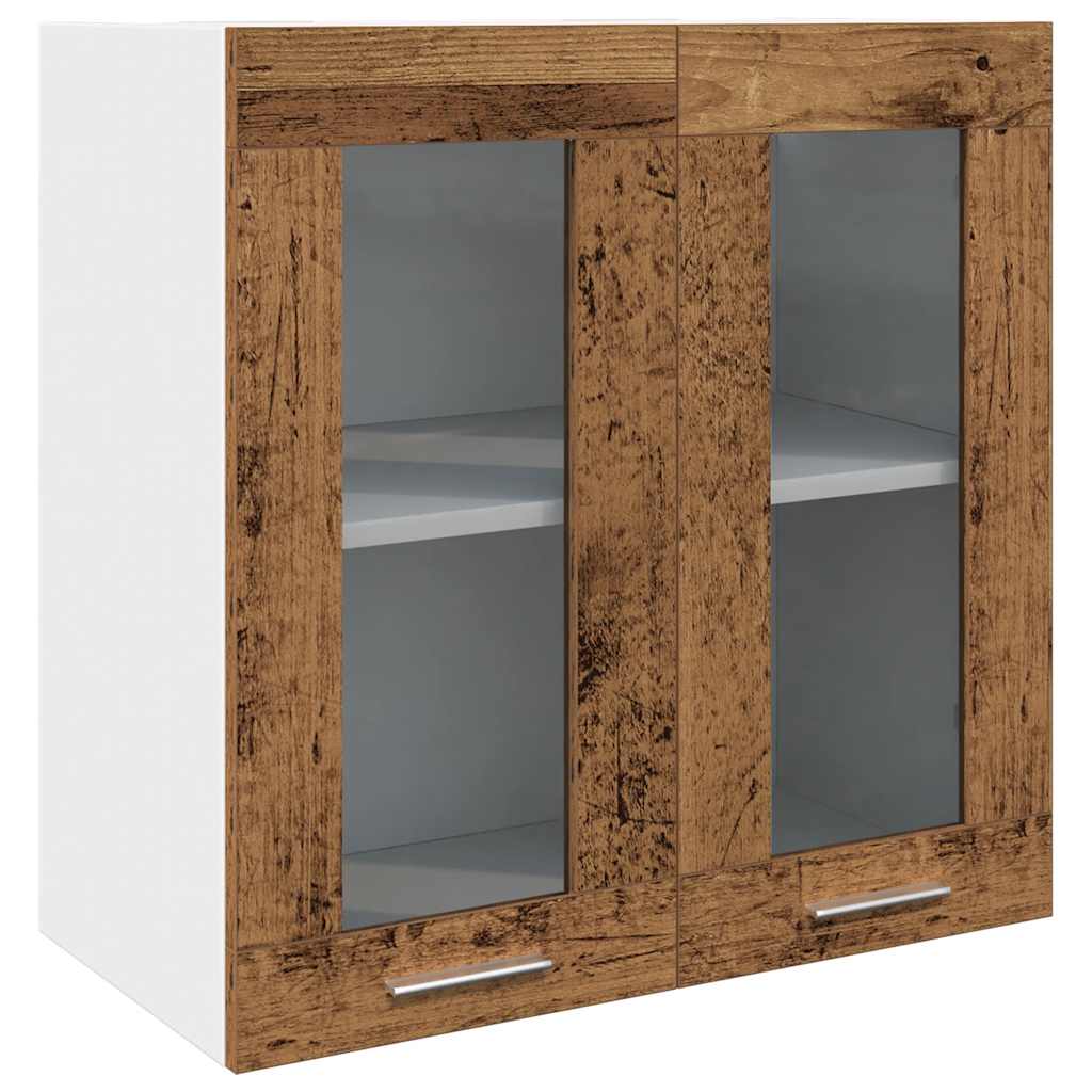 Hanging Cabinet and White 57 x 57 x 40 cm Old Wood 1x hanging glass cabinet (2 doors) 60 cm wide 60 cm high