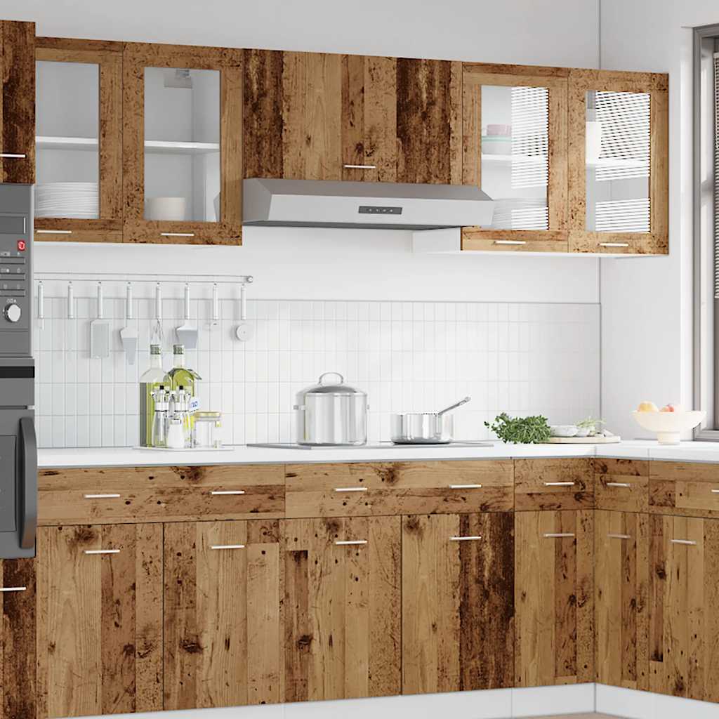 Hanging Cabinet and White 57 x 57 x 40 cm Old Wood 1x hanging glass cabinet (2 doors) 60 cm wide 60 cm high