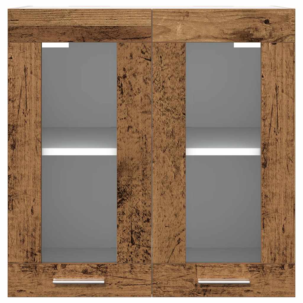 Hanging Cabinet and White 57 x 57 x 40 cm Old Wood 1x hanging glass cabinet (2 doors) 60 cm wide 60 cm high