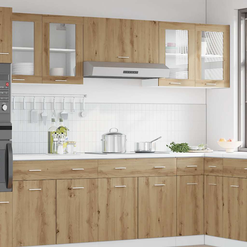 Hanging Glass Cabinet "Lyon" 40x31x60 cm Artisan Oak 1x hanging glass cabinet (2 doors) 60 cm wide 60 cm high