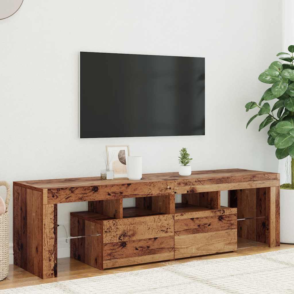 TV Cabinet with LED Lights 140x36,5x40 cm Old wood