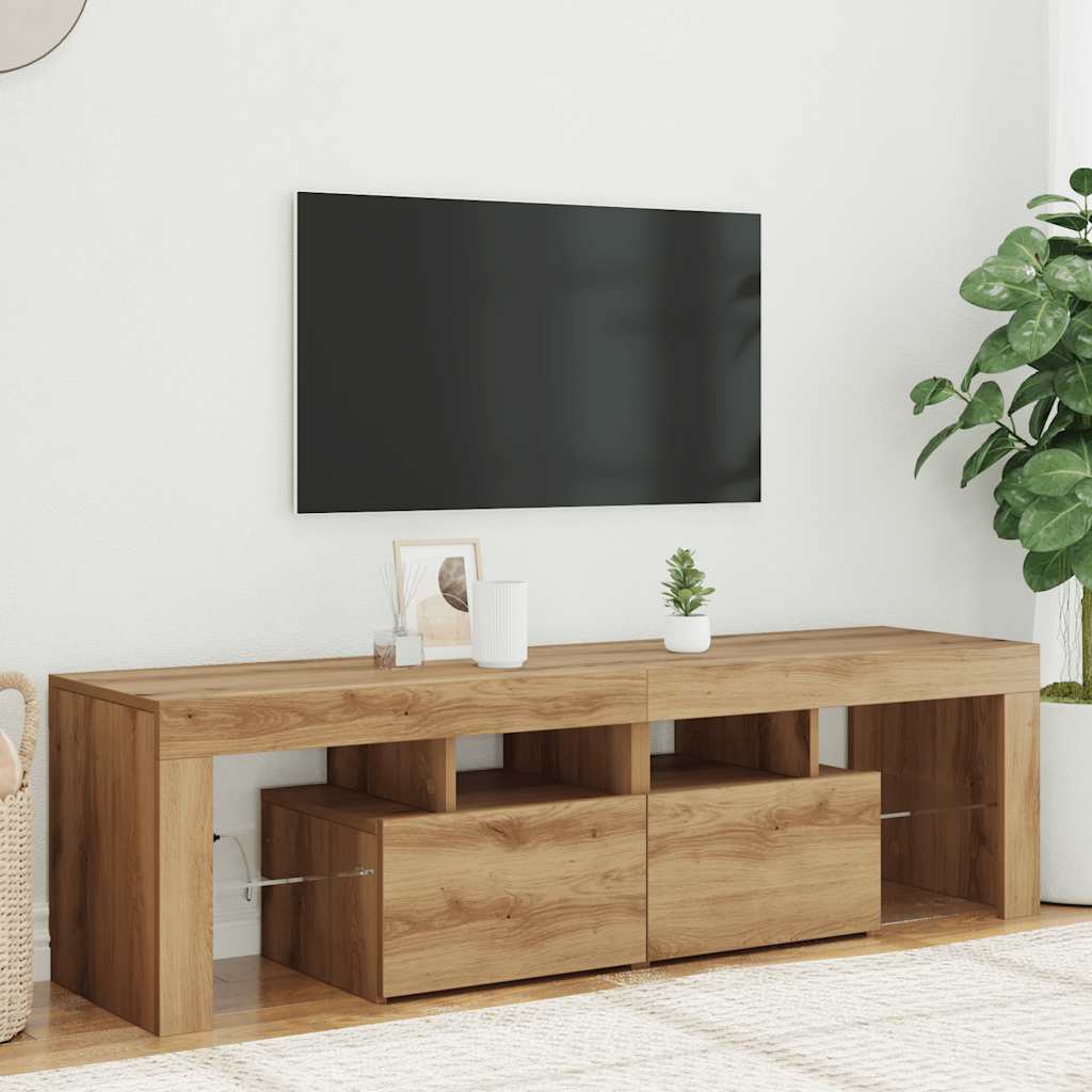 TV Cabinet with LED Lights 140x36,5x40 cm Artisan oak