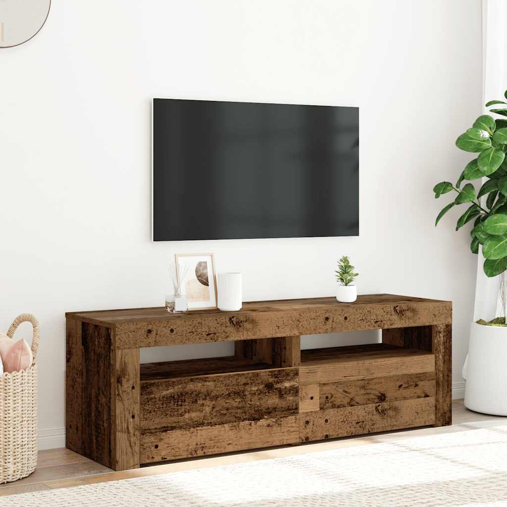 TV Cabinet with LED Lights 120x35x40 cm Old wood