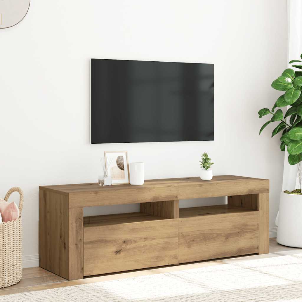 TV Cabinet with LED Lights 120x35x40 cm Artisan oak