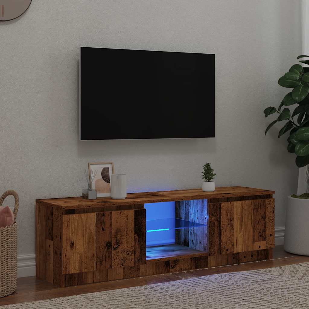 TV Cabinet with LED Lights Old wood 120 cm 30 cm