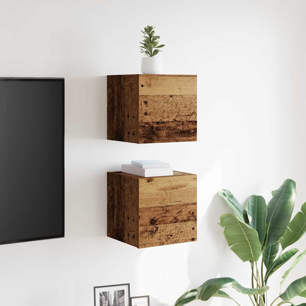 Wall-mounted TV Cabinet Set 30.5x30x30 cm 2 pcs Old wood
