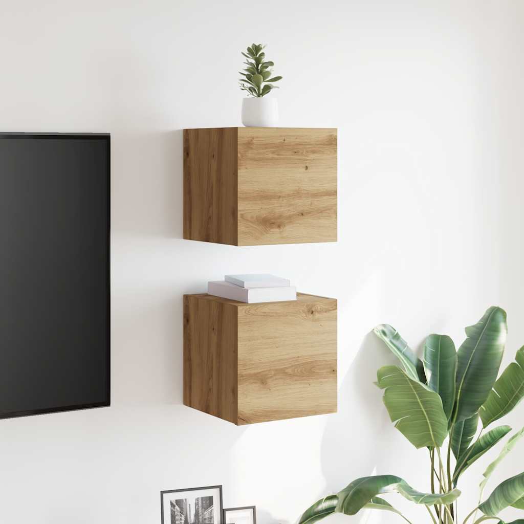 Wall-mounted TV Cabinet Set 30.5x30x30 cm 2 pcs Artisan oak