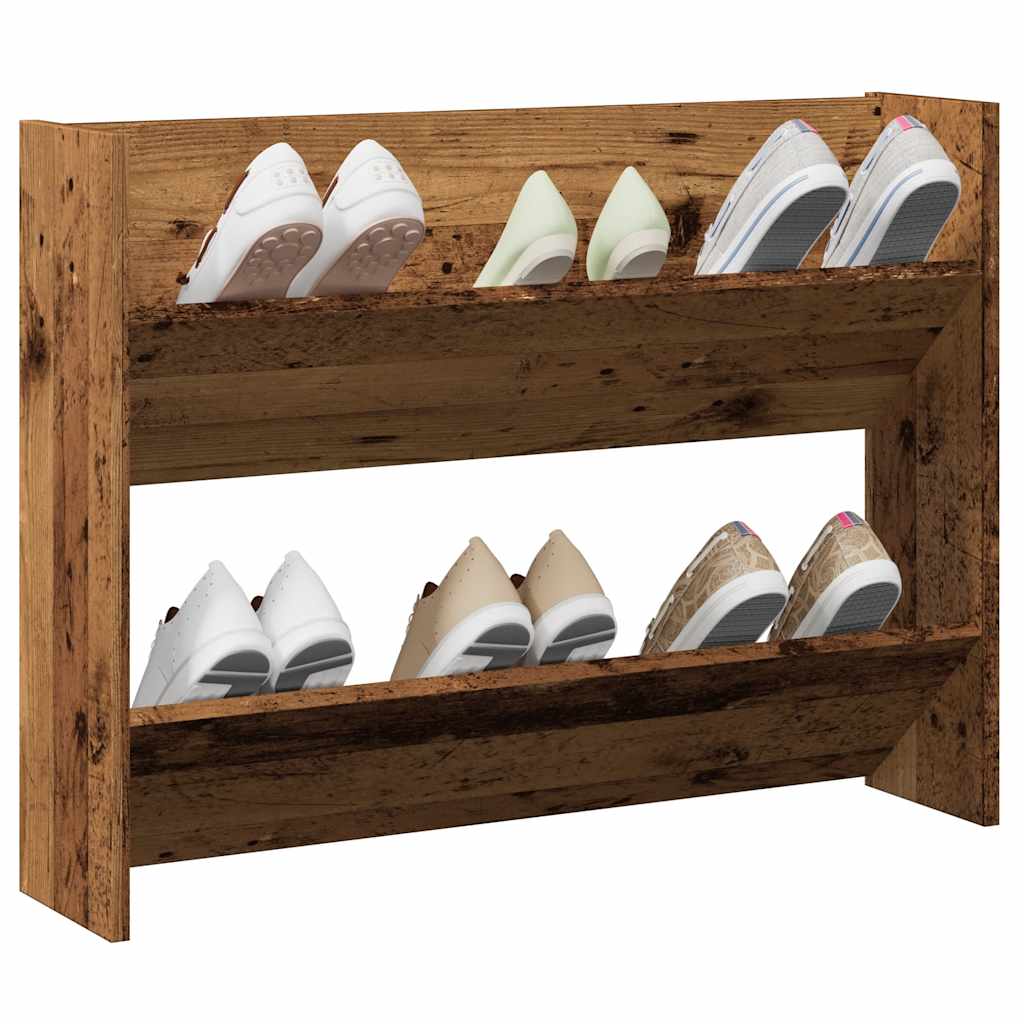 Wall Shoe Cabinet Engineered Wood Width 80 cm Old wood 60 cm
