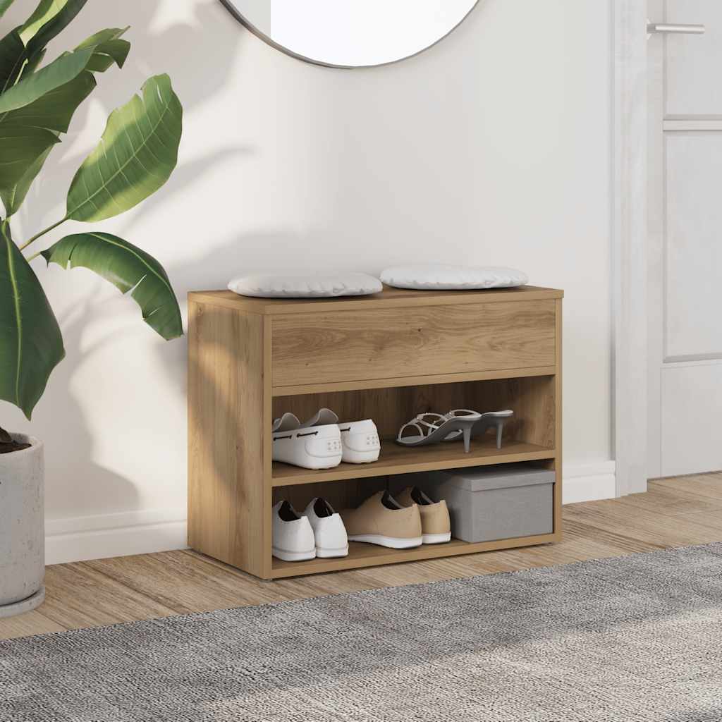 Shoe Bench Engineered Wood Artisan oak 60 x 30 x 45 cm