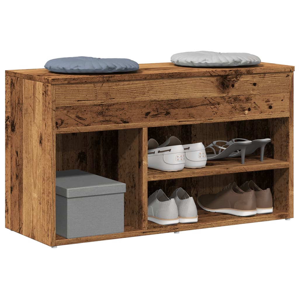 Shoe Bench Engineered Wood Old wood 80 x 30 x 45 cm