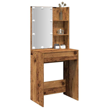 Dressing Table with LED 60x40x140 cm Old wood