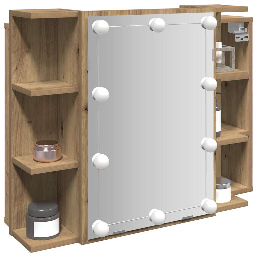 Mirror Cabinet with LED 70x16,5x60 cm Artisan oak