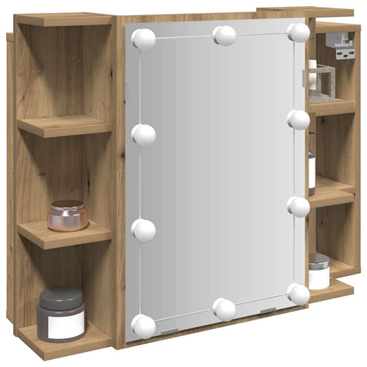 Mirror Cabinet with LED 70x16,5x60 cm Artisan oak