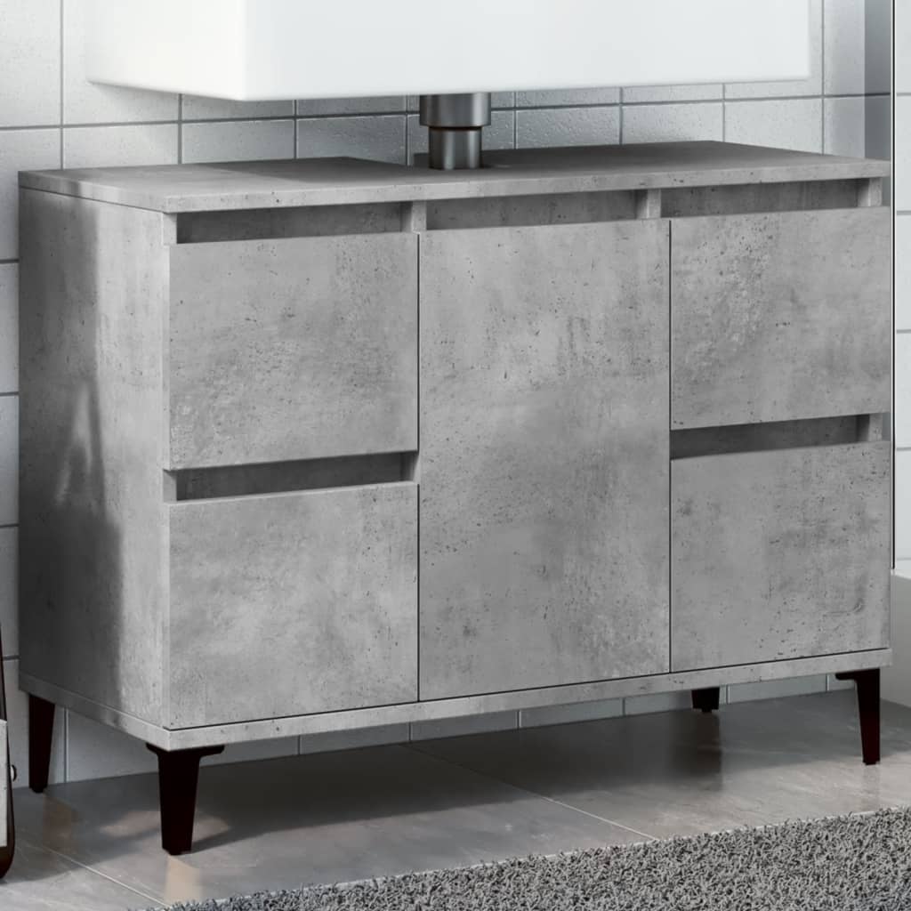Sink Cabinet 80x33x60 cm Engineered Wood Concrete grey
