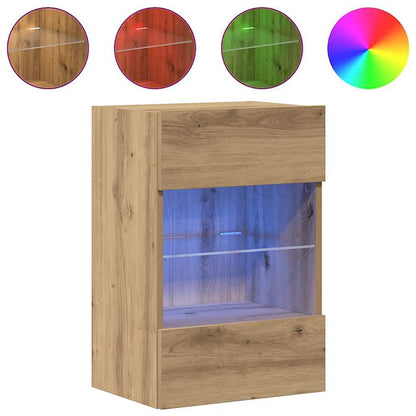 Wall Cabinets with LED for TV 40x30x60.5 cm 2 pcs Artisan oak