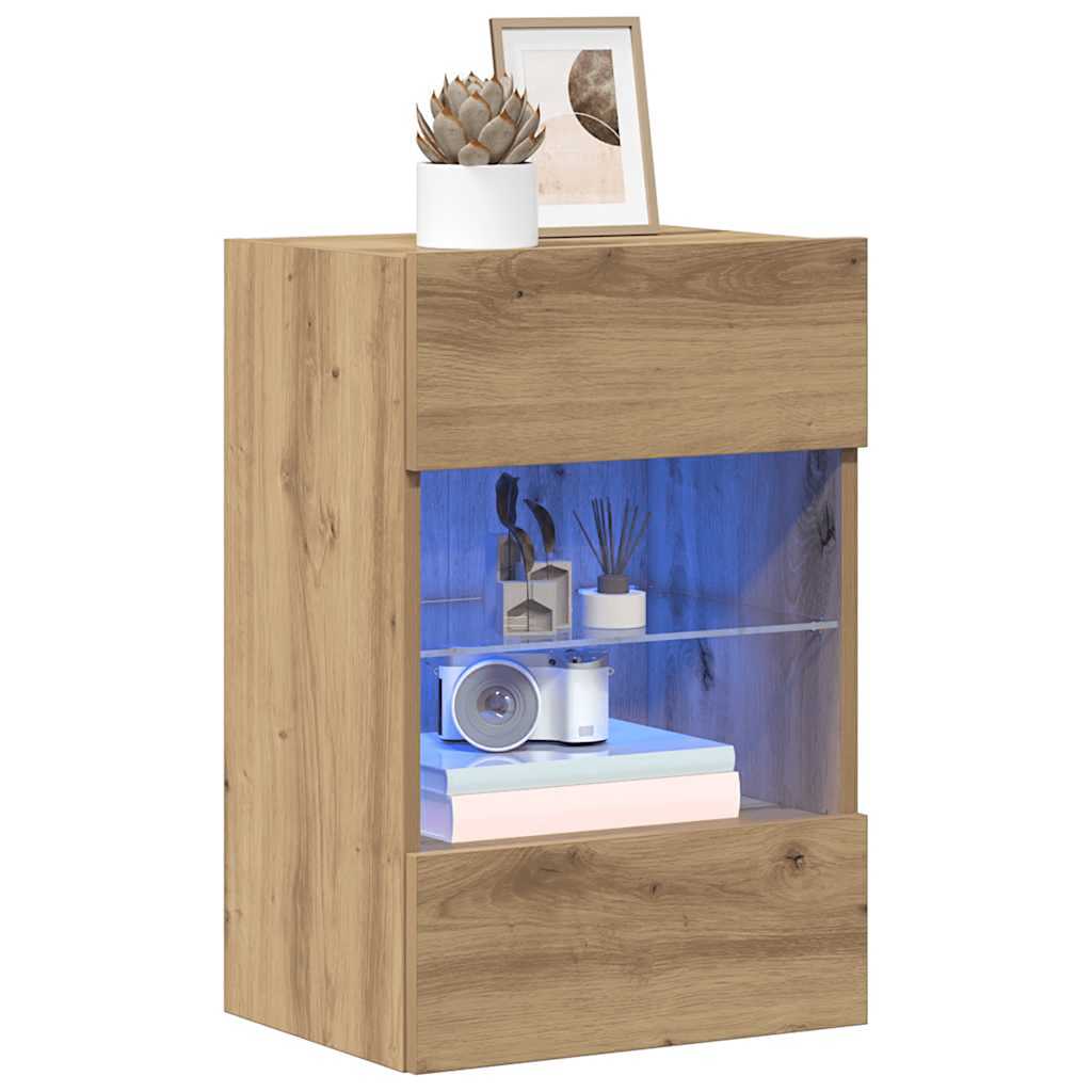 Wall Cabinets with LED for TV 40x30x60.5 cm 2 pcs Artisan oak