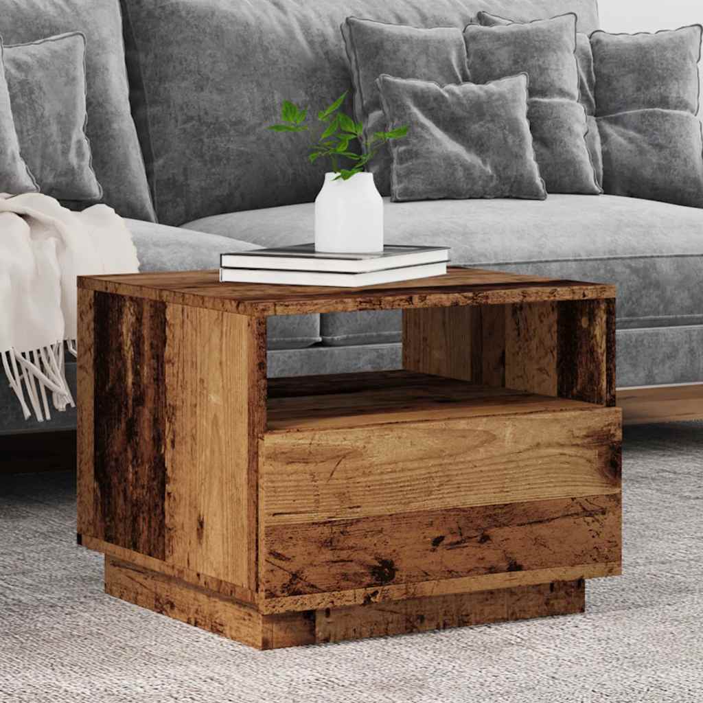 Coffee Table with LED Lights 50x49x40 cm Old wood 50 cm