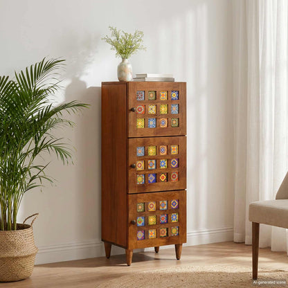 vidaXL Highboard Walnut 40 x 33 x 110 cm Solid Mango Wood 1